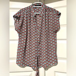 Rose and Olive Geometric Patterned Top